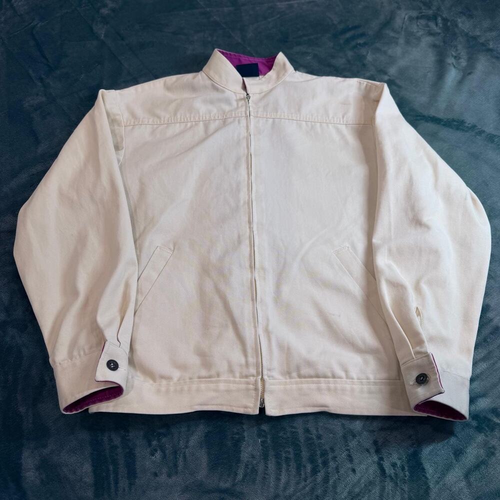 VTG Koret City Blues Women’s Off White Bomber Jacket Retro W/ Stains Made in USA